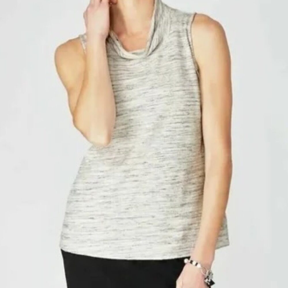 J. Jill Pure Jill Textured Space-Dyed Cream Gray Top